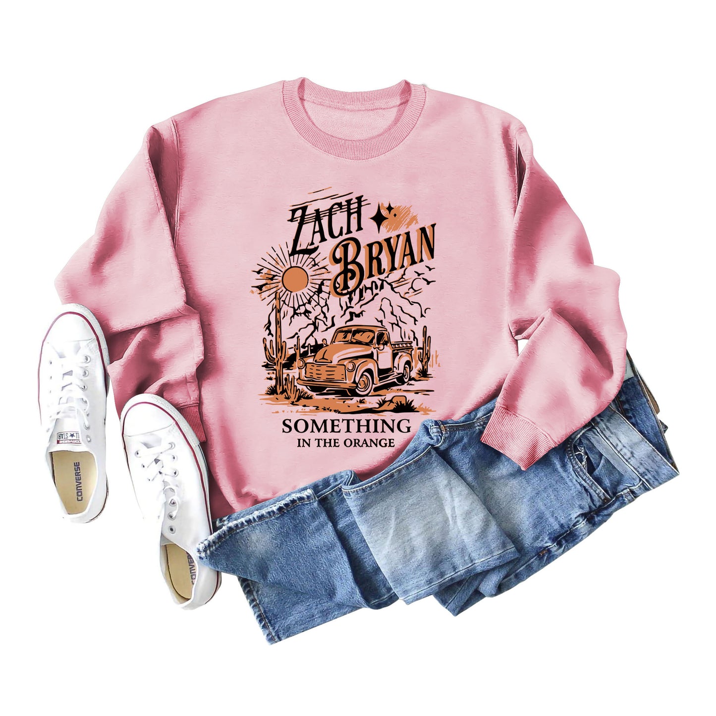 Zach Bryan Something Letter Sun Casual Long Sleeved Hoodie Woman