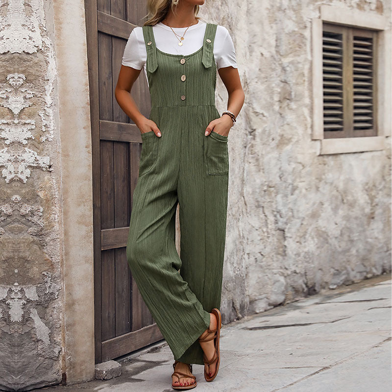 Women's Casual Texture Pants Summer New Loose Pleated One-Piece Overalls