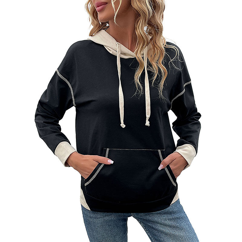 New Women's Long-Sleeved Color Collocation Autumn Hoodie Woman