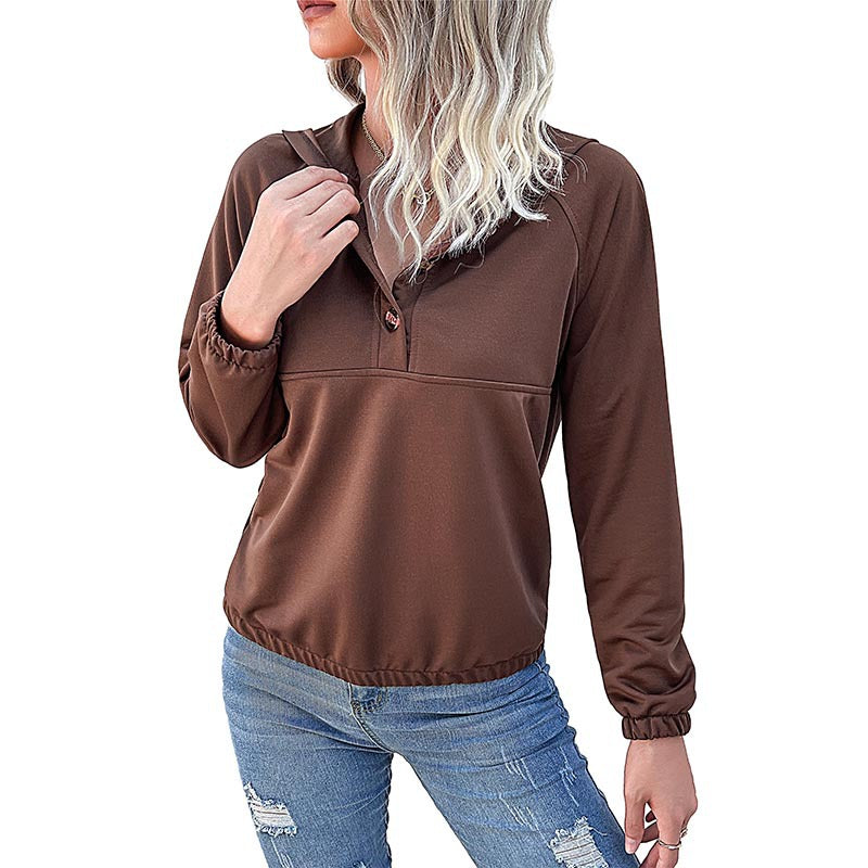 New Women's Clothing Long Sleeve Solid Color Hooded Autumn And Winter Hoodie