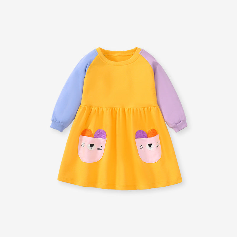 New Children's Skirt Pure Cotton Princess Dress Autumn Long-Sleeved Girls' Dress Children's Dress