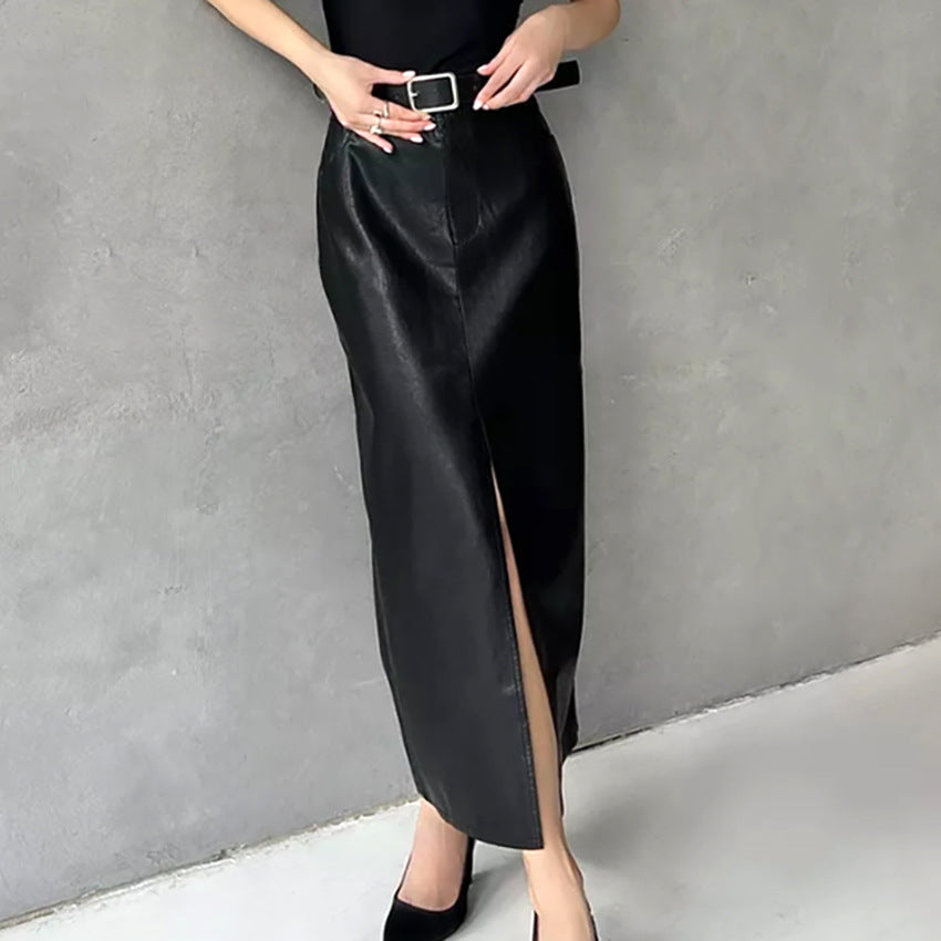 Sexy Split Fashion Black High Waist Slim Skirt Spring Wildberries Casual Short Skirt Women