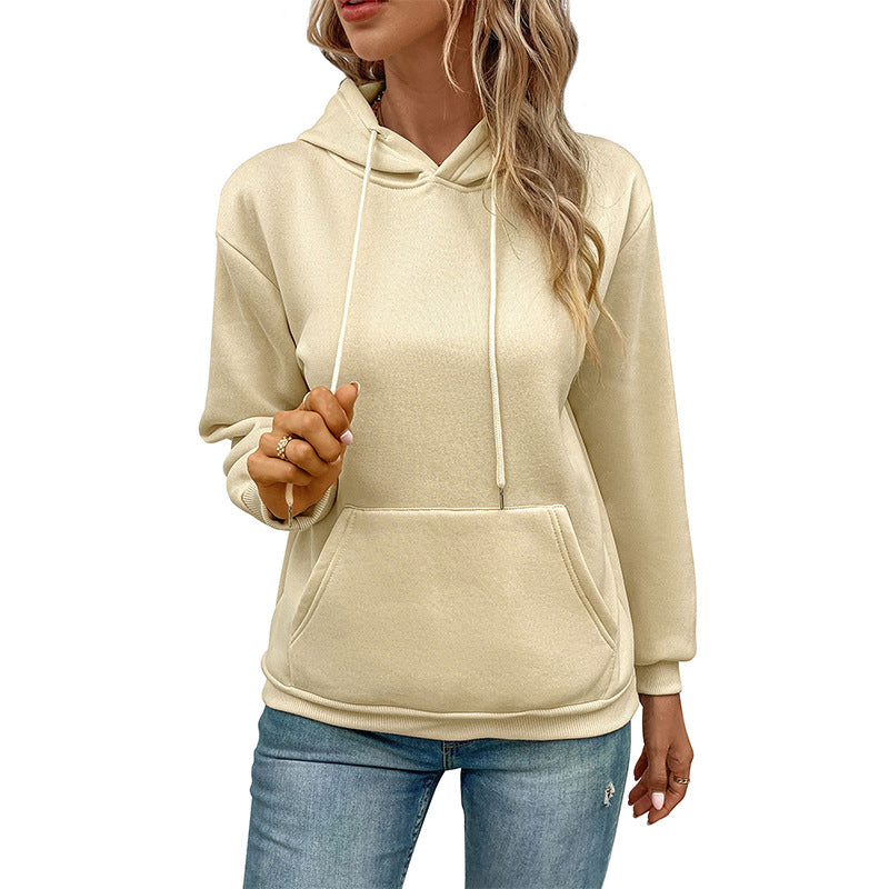 New Autumn New Women's Long Sleeve Solid Color Hoodie