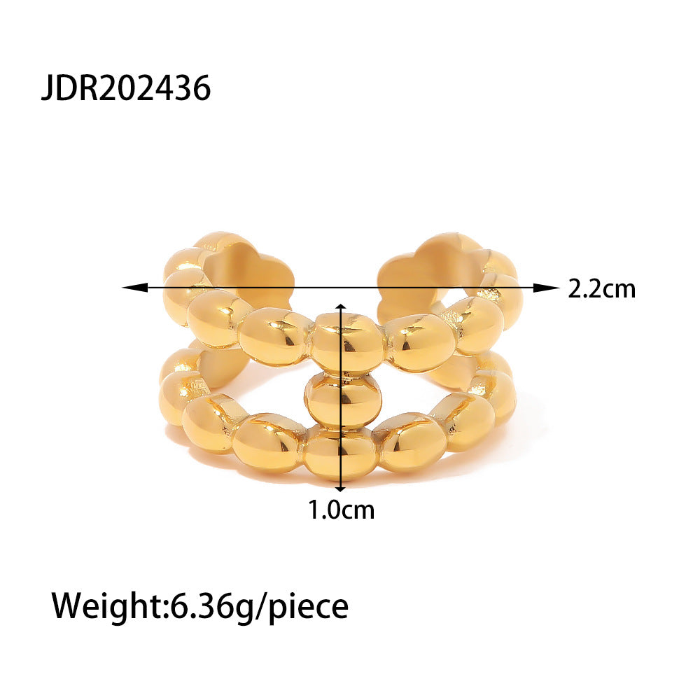 5pcs 18K Gold Exquisite Craft I-Shape Ring With All Senior Sense Fashion Personality Open Ring