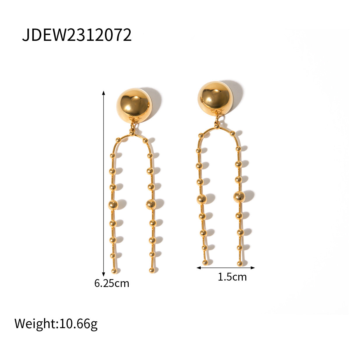 5pcs New 18K Gold Stainless Steel Hemispherical Bead Pendant Earrings And Earring Accessories