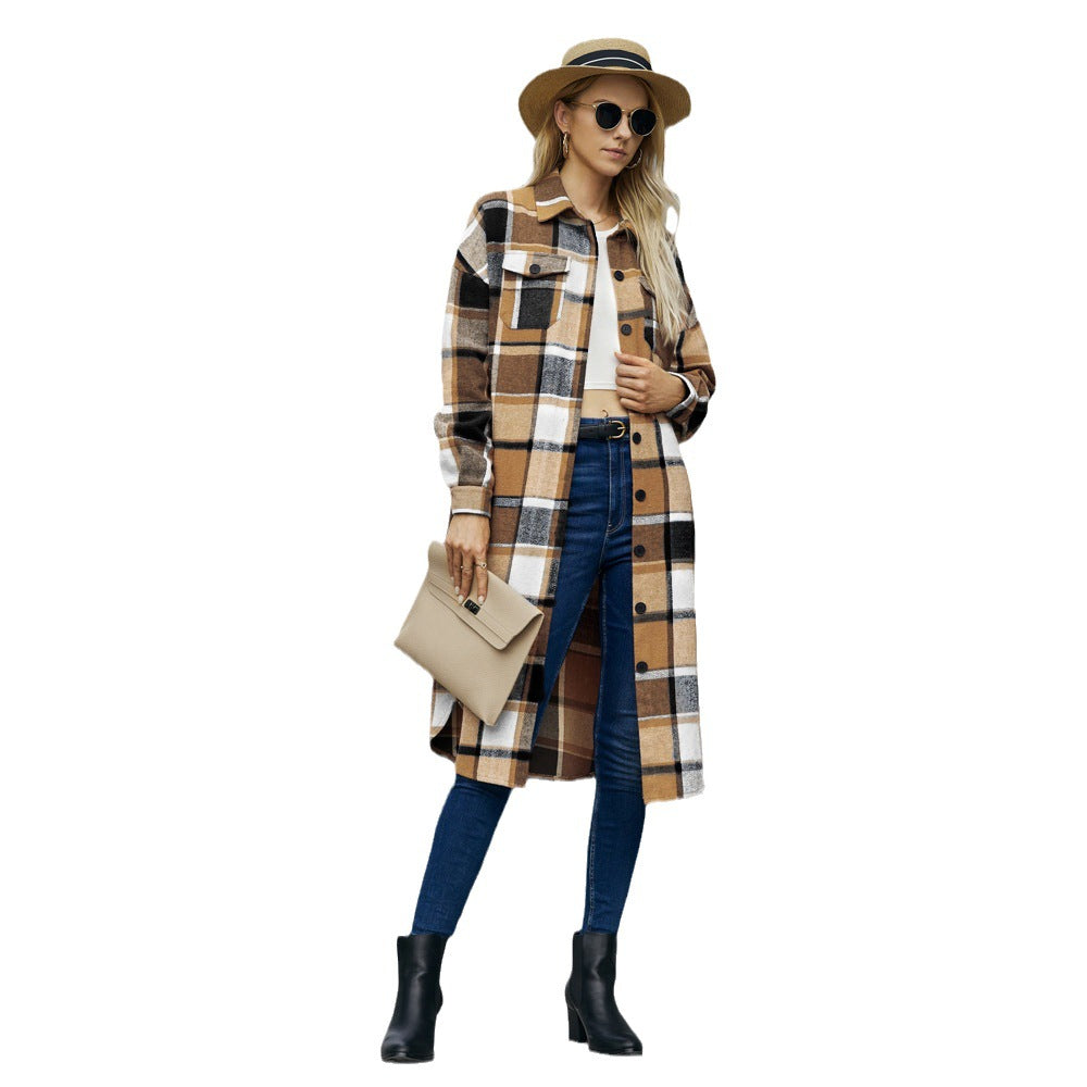 Large Size Women's Women's Long Trench Jacket Single Breasted Style Retro Coat Women