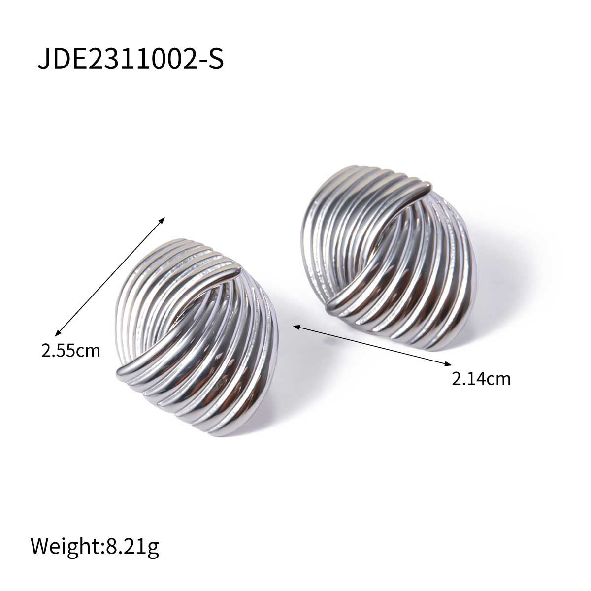 5pcs Compact Gold Stud Fashion Personality 18K Gold Stainless Steel Striped Grain Staggered Stud Earrings