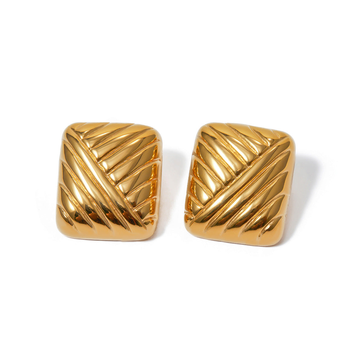 5pcs New 18K Gold Stainless Steel Square Braided Earrings Stainless Steel Earrings Women's Earrings Accessories