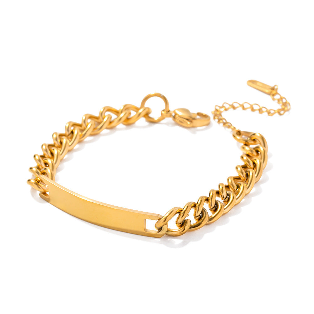 5pcs Cuban Chain Bracelet Blogger Same Stainless Steel Gold Plated Women Men Hip Hop Style Bracelet Bracelet