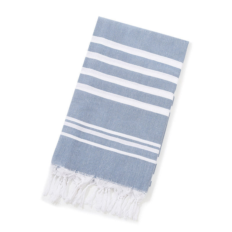 New Turkish Color Bath Towel Tassel Striped Yarn-Dyed Beach Towel Cotton Children's Towel Can Be Customized