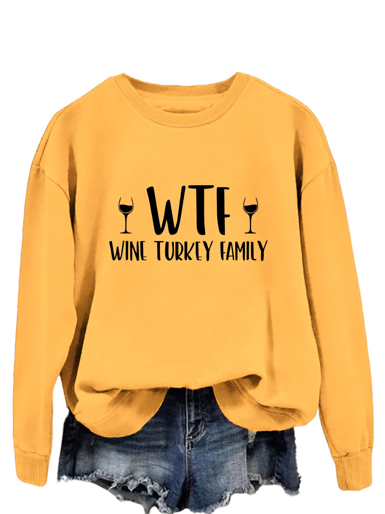 New Autumn And Winter Wtf Wine Turkey Family Hoodie Fashion Women's Long Sleeve Shirt