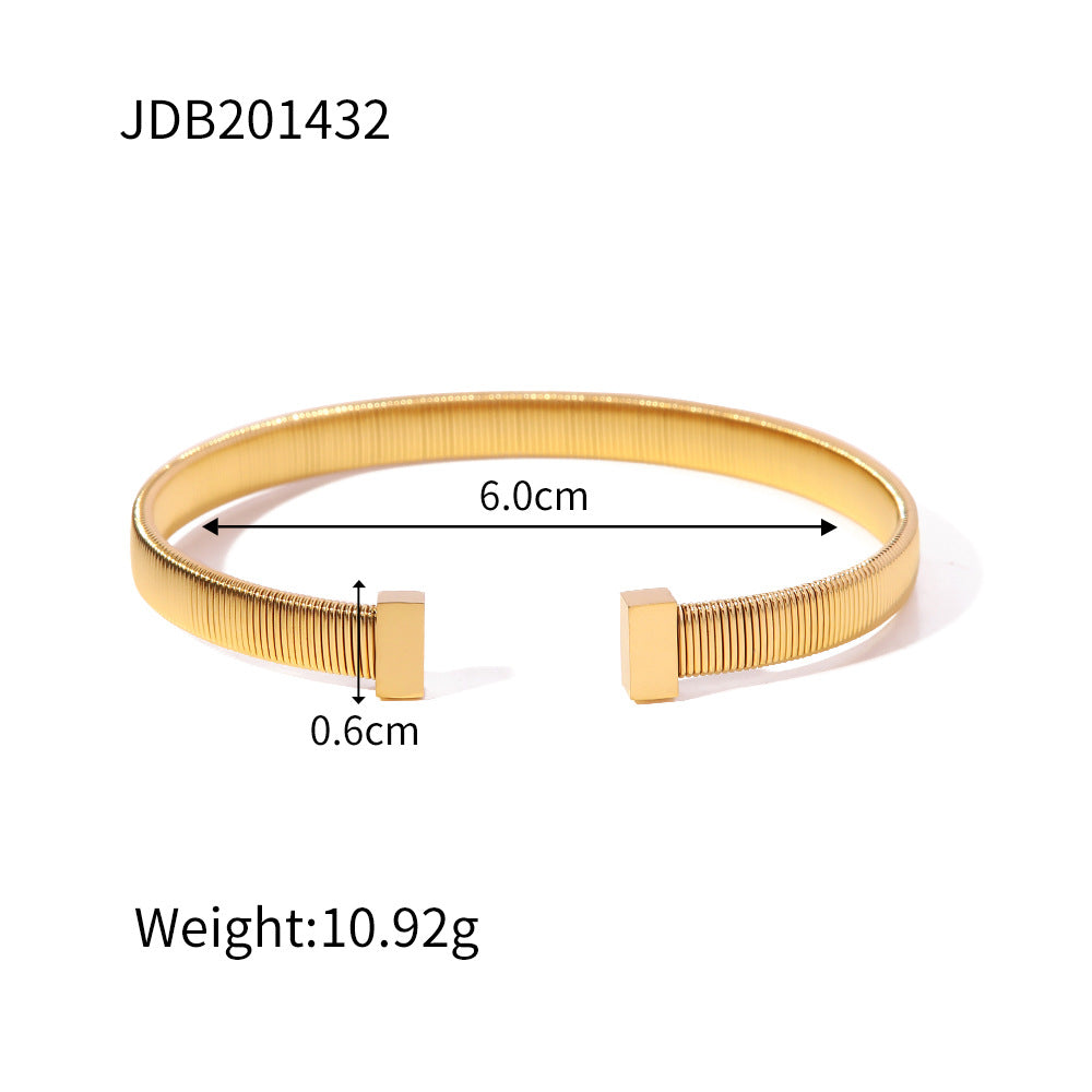 5pcs The New Titanium Steel Opening Bracelet Is Simple, Stylish And Versatile Design Sense Stainless Steel Non-Fading 18K Gold Bracelet