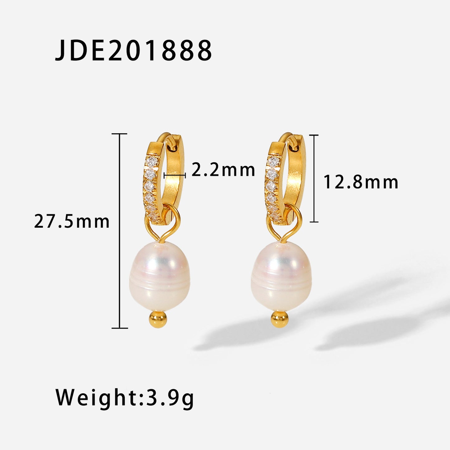 5pcs Earrings Zircon Micro Earrings Light Pearl Pendant Earrings 18K Gold Plated Earrings