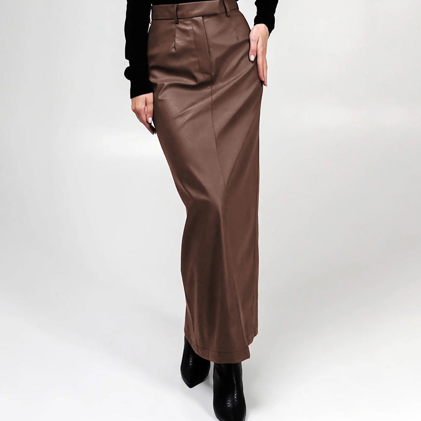 Pu Leather Skirt Plus Velvet Skirt Autumn And Winter New Commuter Temperament Women's Wear