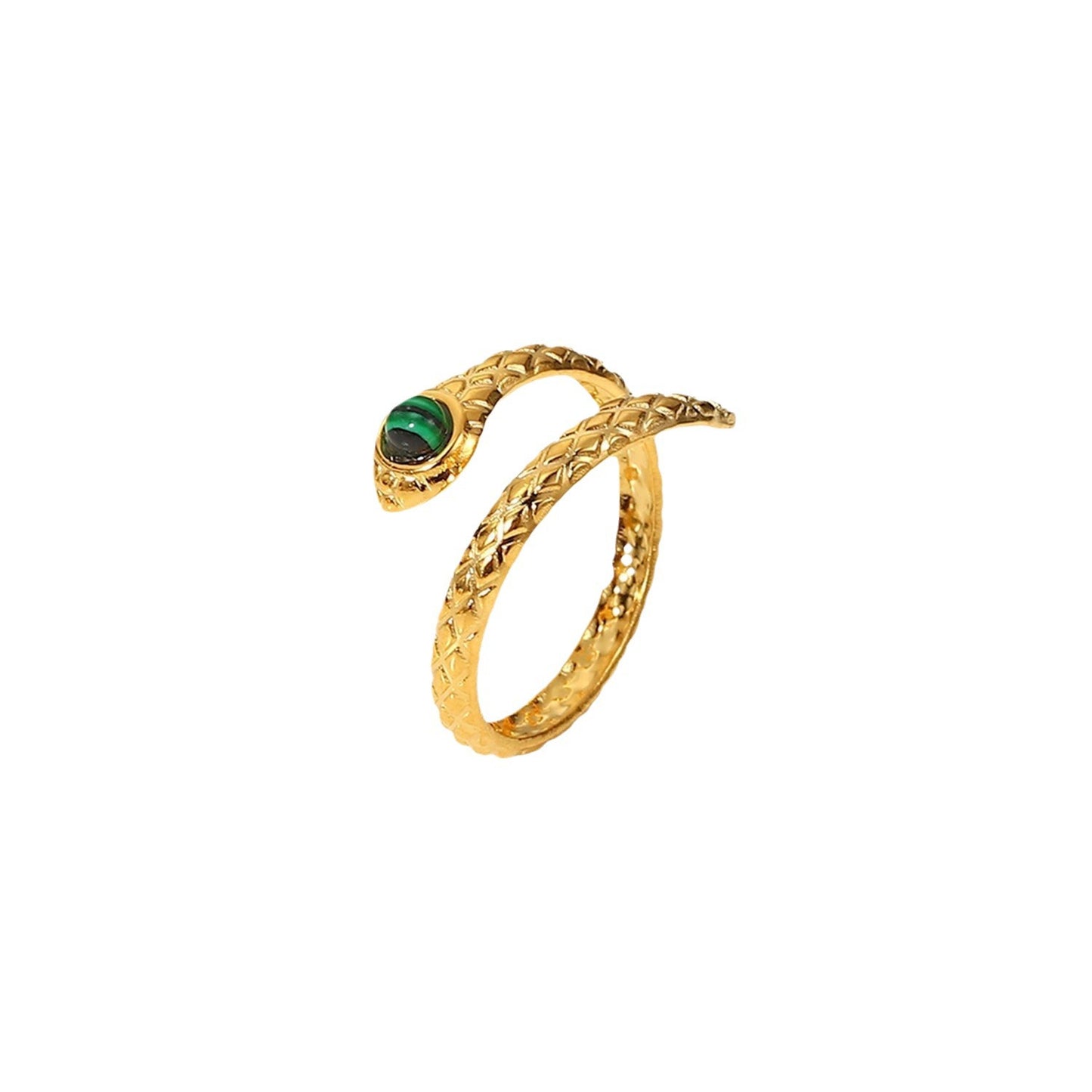 5pcs New 18K Gold Plated Stainless Steel Snake Ring Jewelry Charm Malachite Snake Open Ring Ring Ring For Women