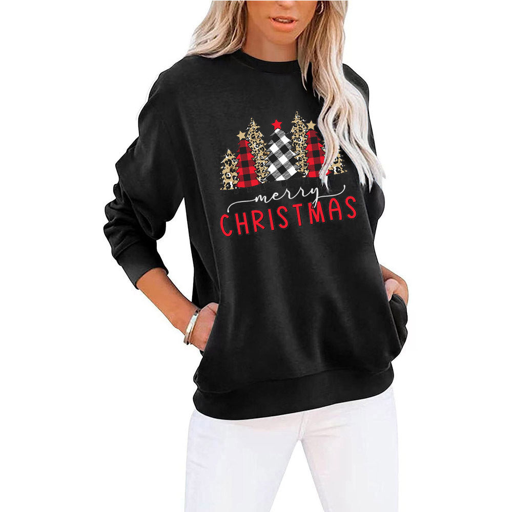 Autumn And Winter New Christmas Printed Hoodie Long-Sleeved Round Neck Hoodie