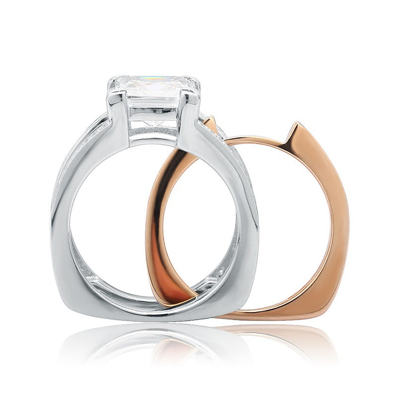 Personalized Laminated Wind Ring Creative S925 Sterling Silver Inlaid Zircon Ring