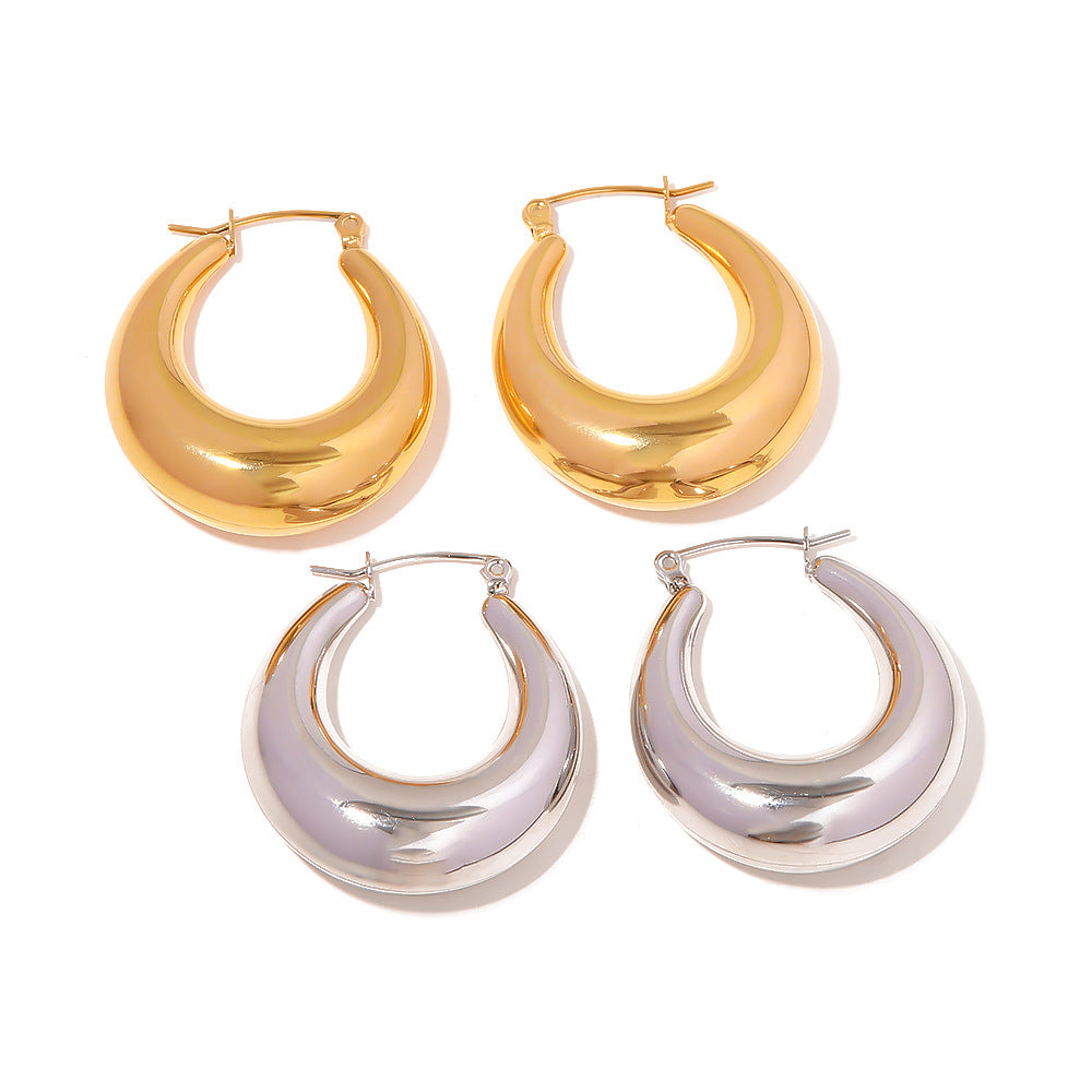 5pcs Fashion Temperament Circle Hollow Earrings Superior Sense Simple Titanium Steel Earrings For Women