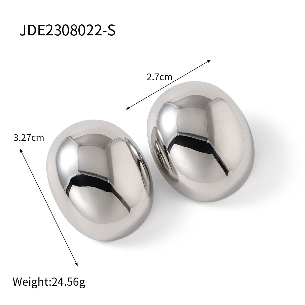 5pcs Steel Color Stainless Steel Smooth Hollow Earrings Blogger With Fashion All Round Hoop Earrings Girl