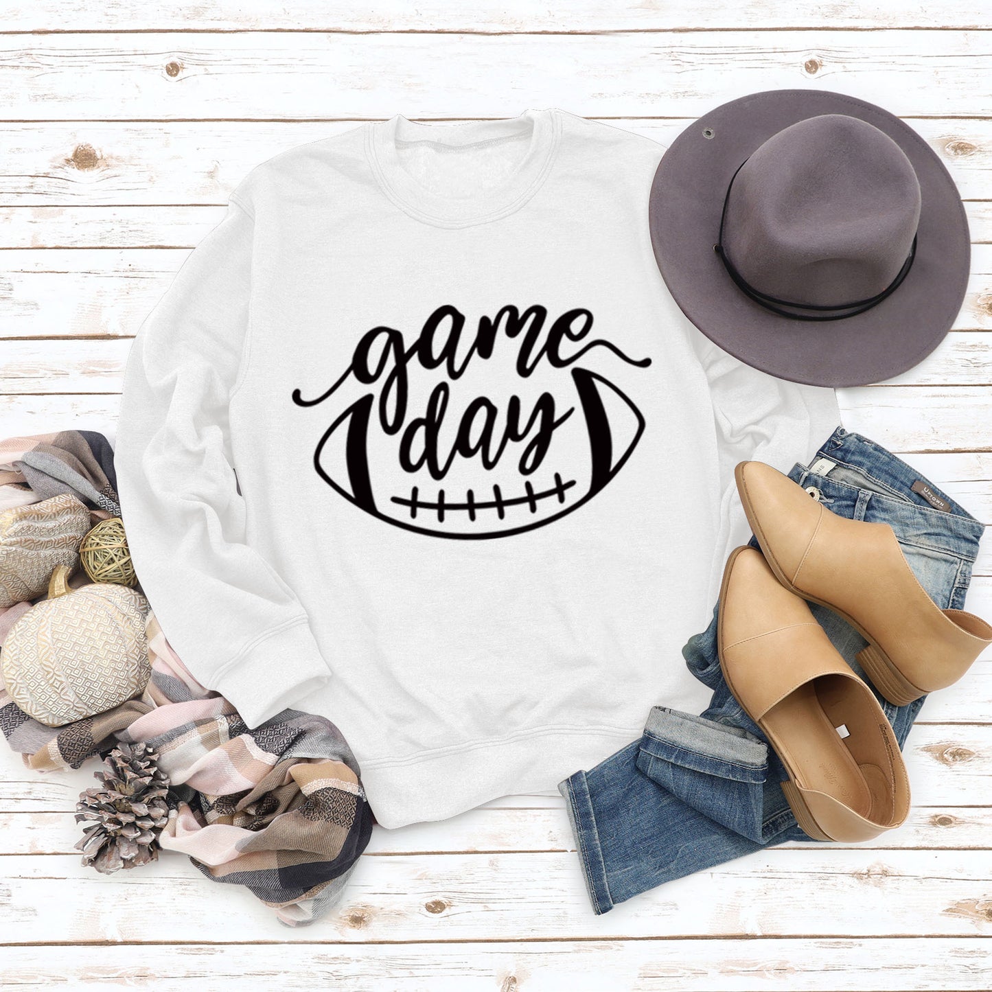 Game Day Baseball Letter-Loose Women's Crew-Neck Fall/Winter Long-Sleeved Shirt Plus Size Hoodie