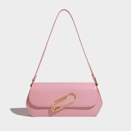 Early Spring New Bag Female Texture Niche All Shoulder Small Square Bag Paper Clip Bag Retro Underarm Bag