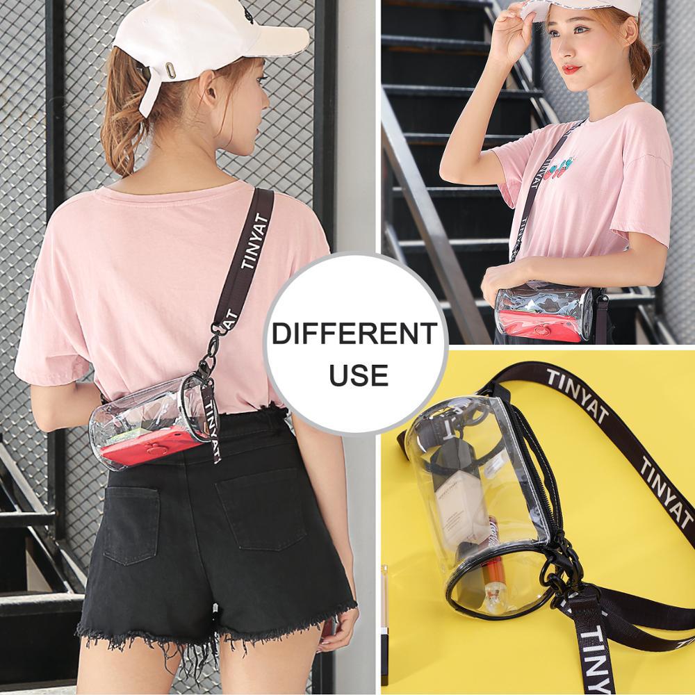 Transparent Bag New Fashion Waterproof Pvc Jelly Bag Women's Crossbody Bag Mini Cylinder Mobile Phone Bag