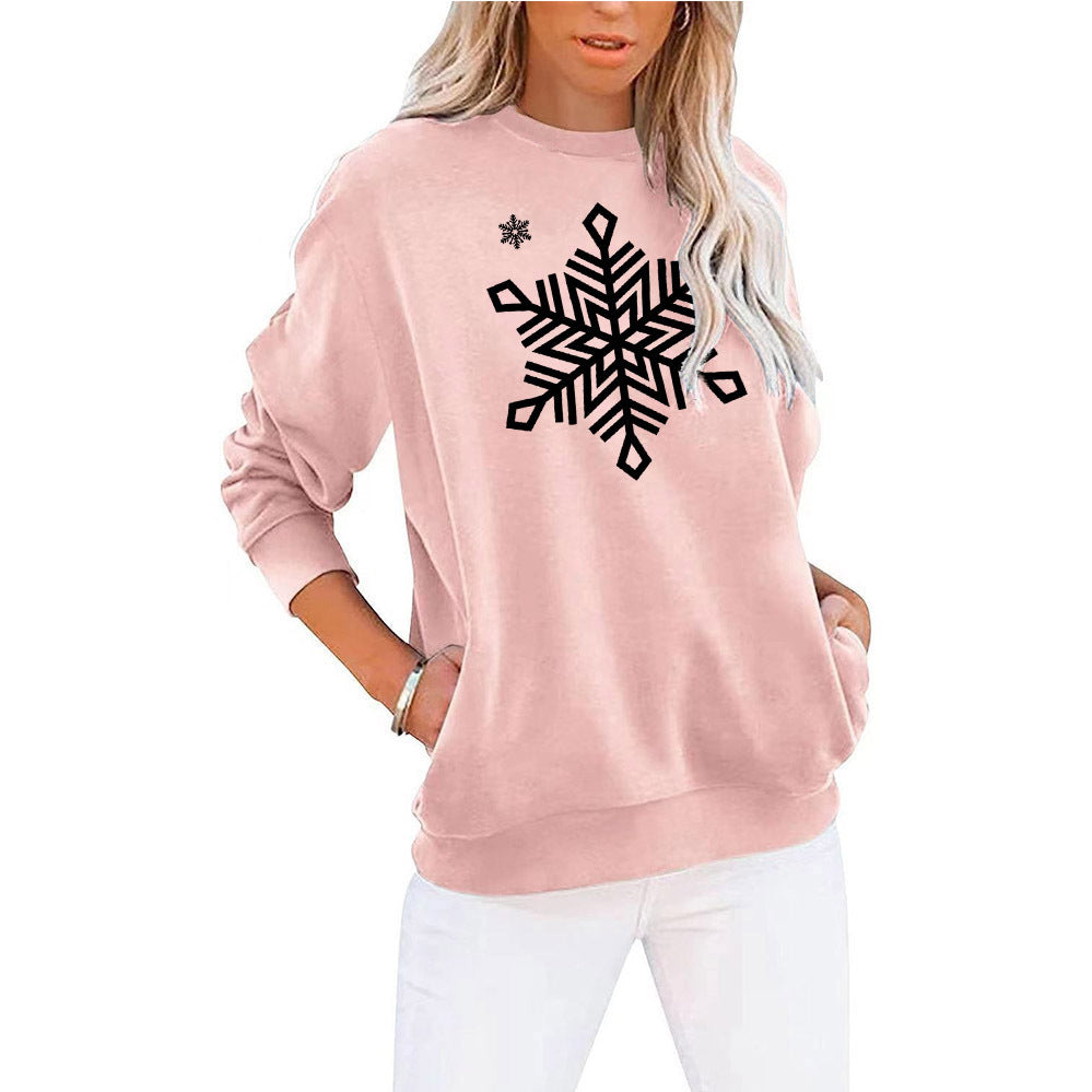 Autumn And Winter New Christmas Printed Hoodie Long-Sleeved Round Neck Hoodie