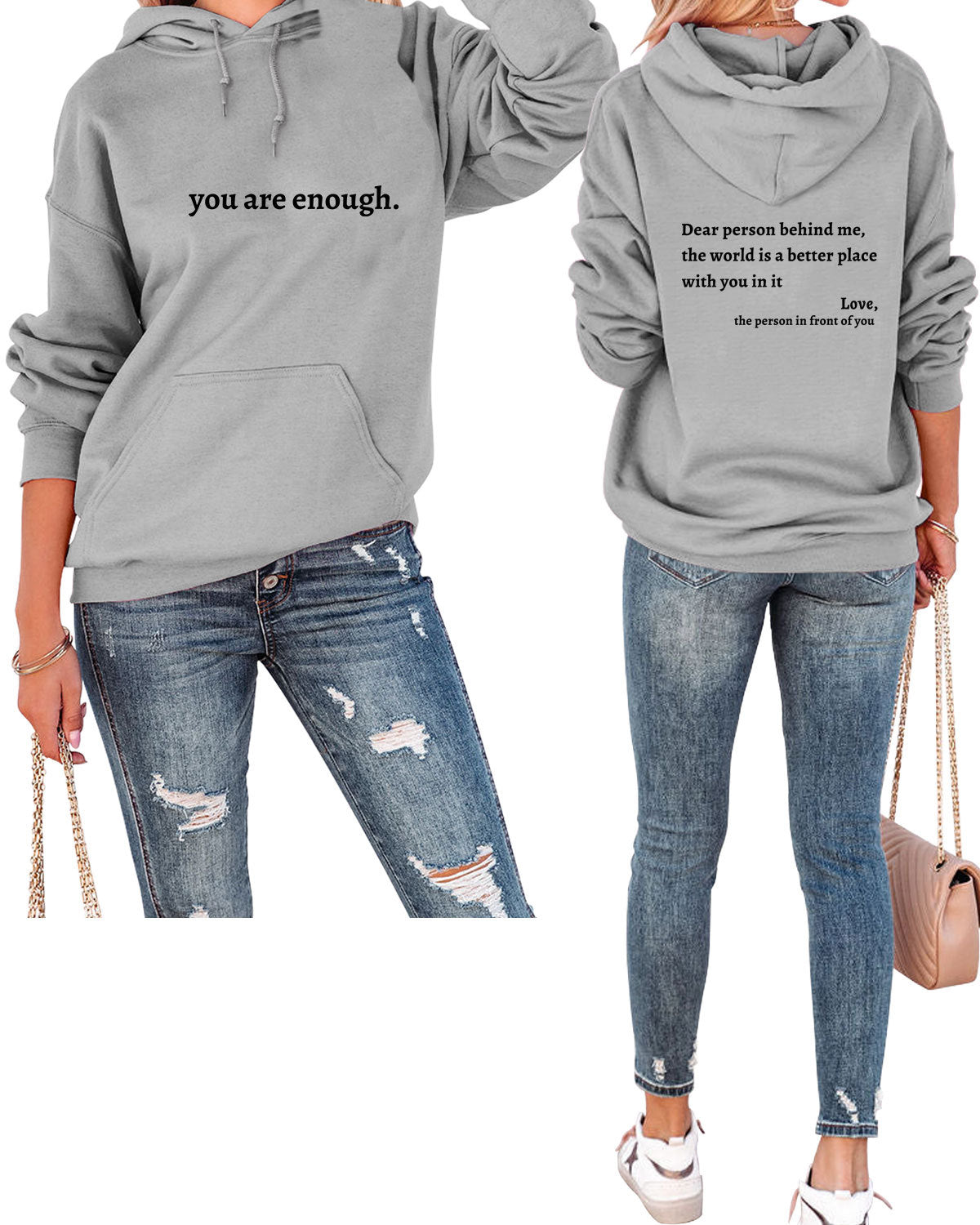 Dear Person Behind Me Simple Letter Print Casual Fashion Long-Sleeved Hooded Clothing