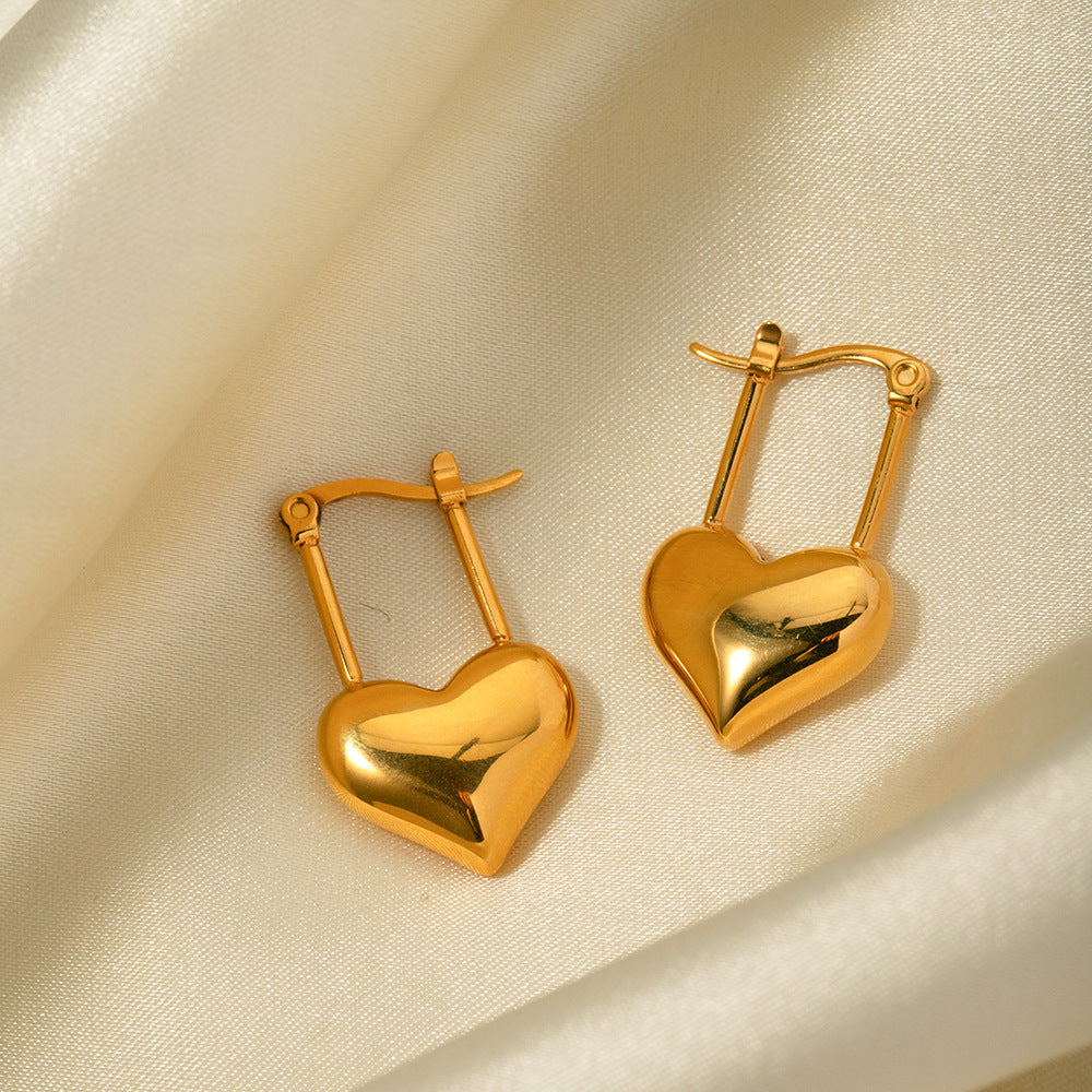 5pcs New 18K Gold Stainless Steel Love Earrings Earrings Fashion Personality Accessories For Women