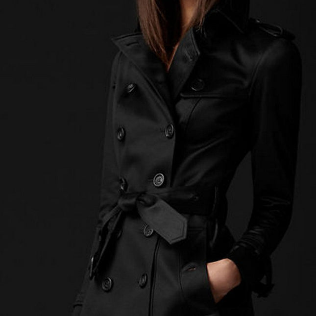 Spring And Autumn Coat Women's Long Coat Fashion Trend Double Breasted Slim Long Trench Coat