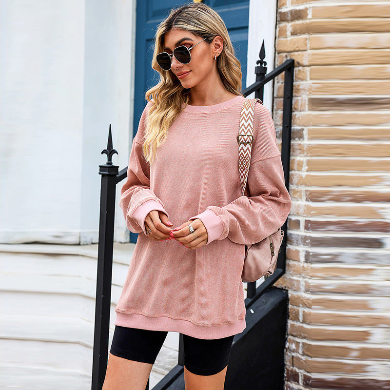 Casual Oversize Solid Color Pullover Woman New Screw Knit Long Sleeve Hoodie Woman In Autumn And Winter