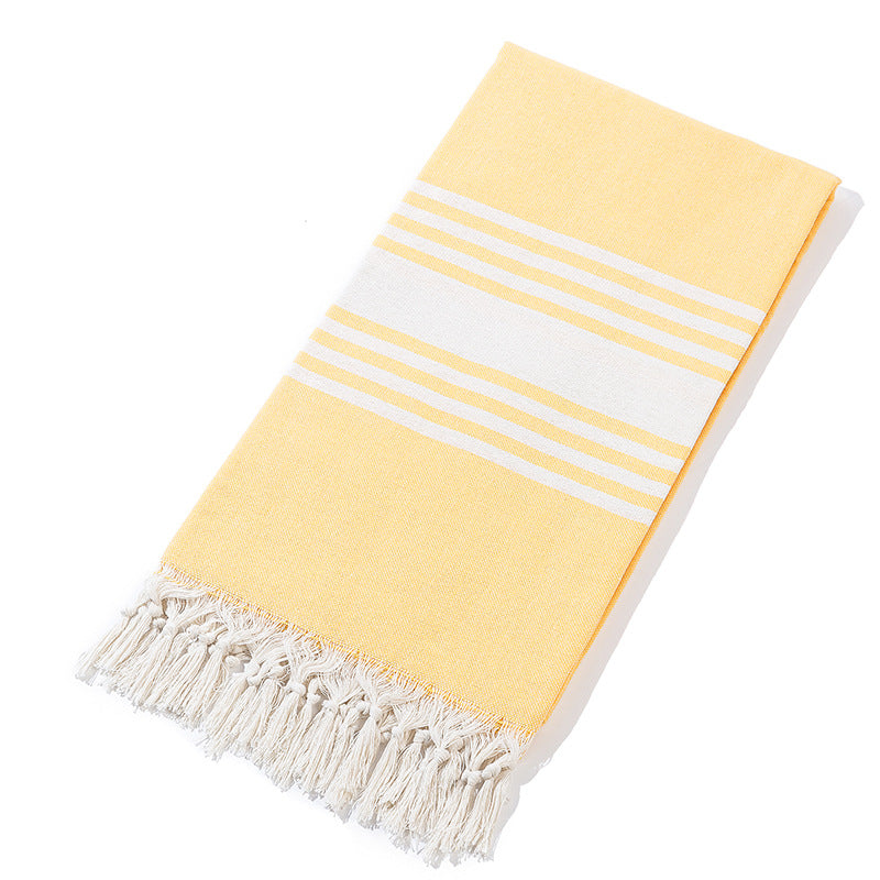 New Turkish Color Bath Towel Tassel Striped Yarn-Dyed Beach Towel Cotton Children's Towel Can Be Customized