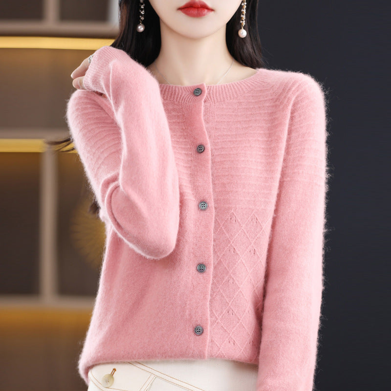 Seamless 100 Wool Cardigan Women's New Spring Sweater Women Seamless Integrated Cashmere Sweater Knit Coat