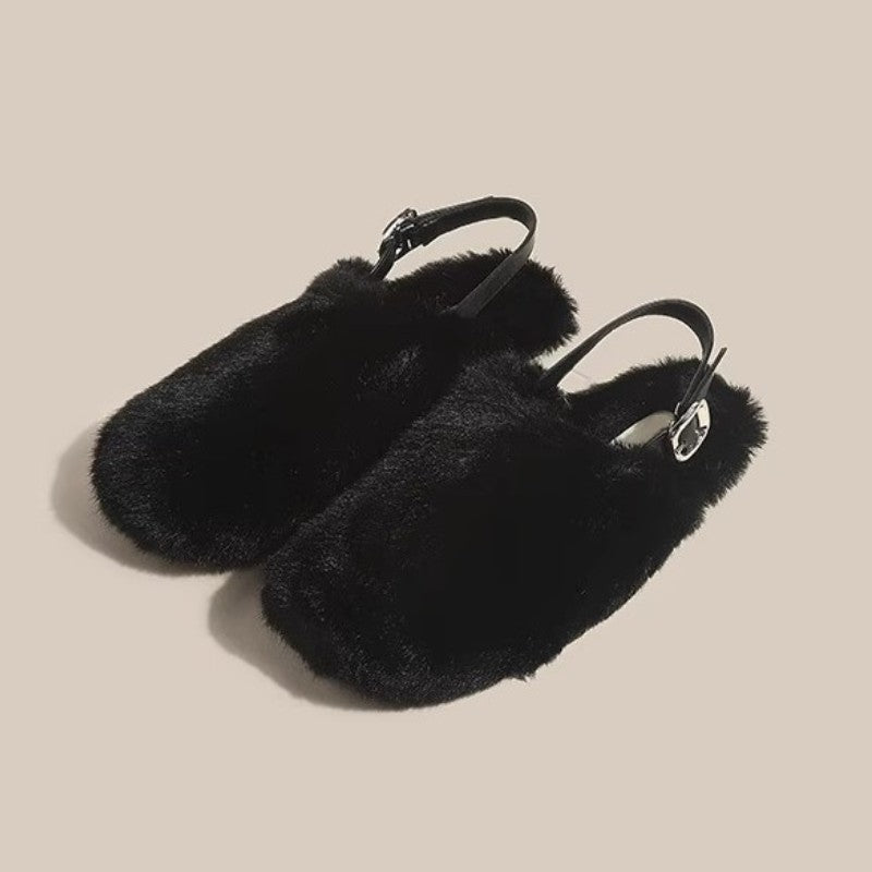 Woolen Shoes Women Plus Cashmere Outside To Wear New Fall And Winter After The Strap Wrapped Head Mink Hair Slippers Flat Warm Slippers