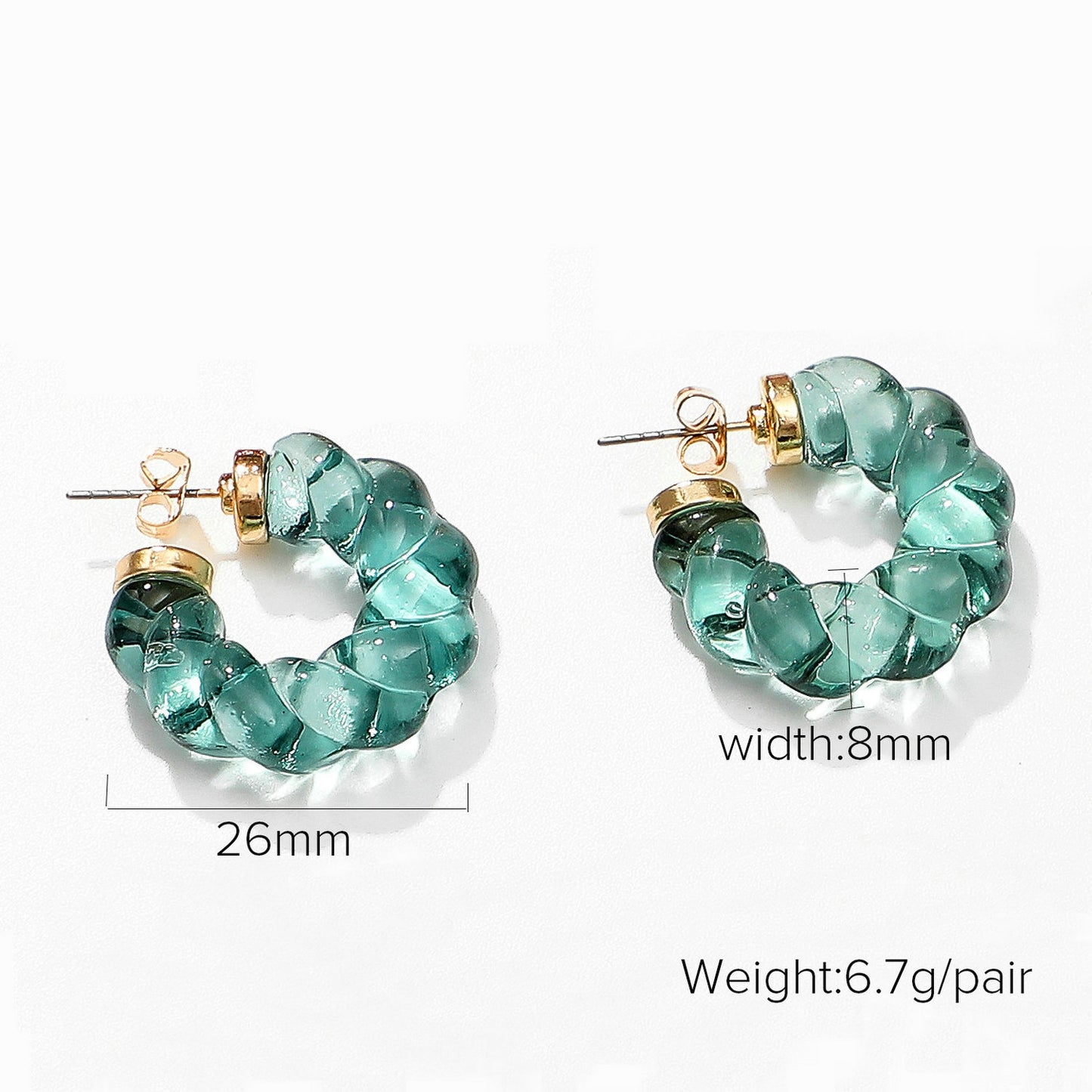 5pcs Simple Everyday Jewelry Solid Color Clear Resin C-Shaped Earrings For Women Resin Twist Hoop Earrings