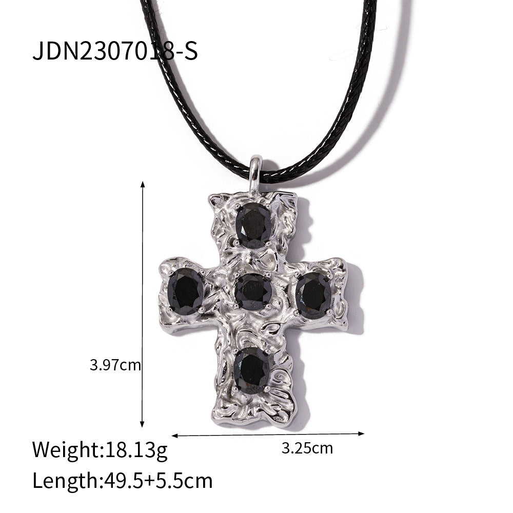 5 pcs Popular Necklace 18K Gold Plated Stainless Steel Cross Combination Pendant Necklace For Women