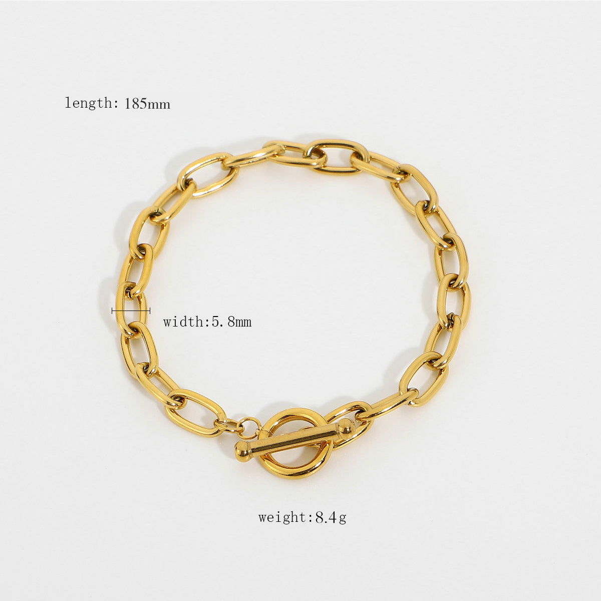 5pcs Fashion Classic Gold Bracelet Paper Clip Bracelet Ot Ring Gold Plated Stainless Steel Oval Chain Bracelet Women