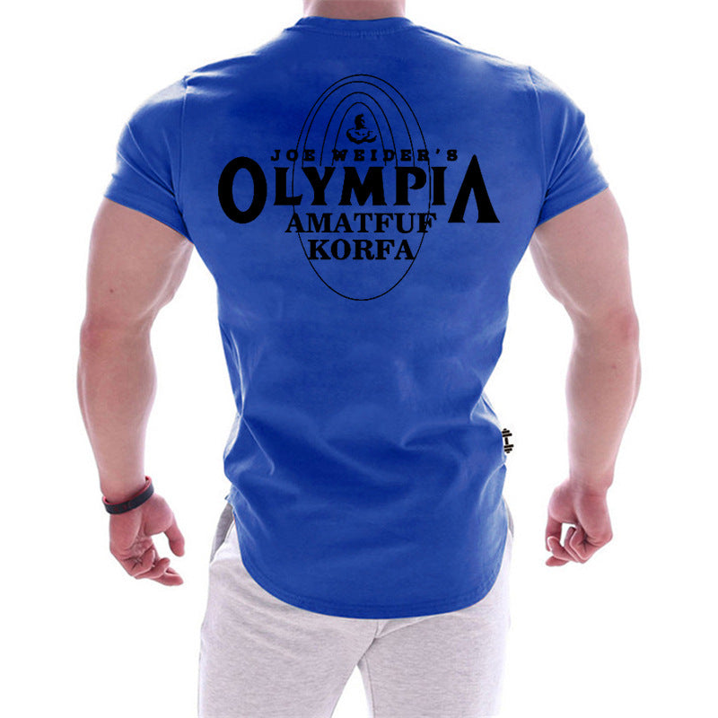 Outdoor Sports Quick Dry Round Neck T-Shirt Large Size Printed Men Short Sleeve Loose Running Fitness