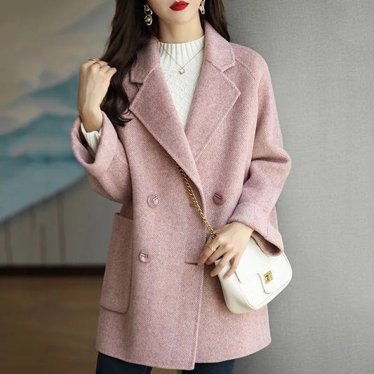 Medium Long Woolen Coat For Women Autumn And Winter New Loose Thin All With Style Woolen Coat Tide Thick