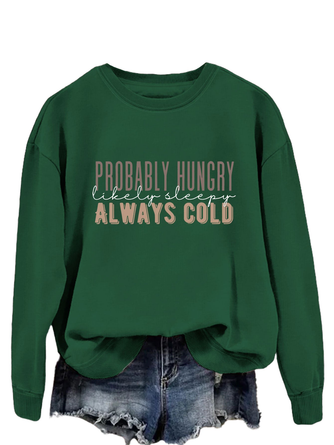 Trendy Tops Are Probably Hungry For Fun Printed Long-Sleeved Hoodies