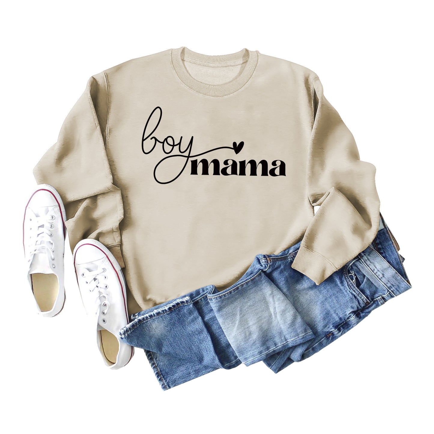 Boy Mama Simple Letters Ladies Fall Winter Hoodie Long Sleeves