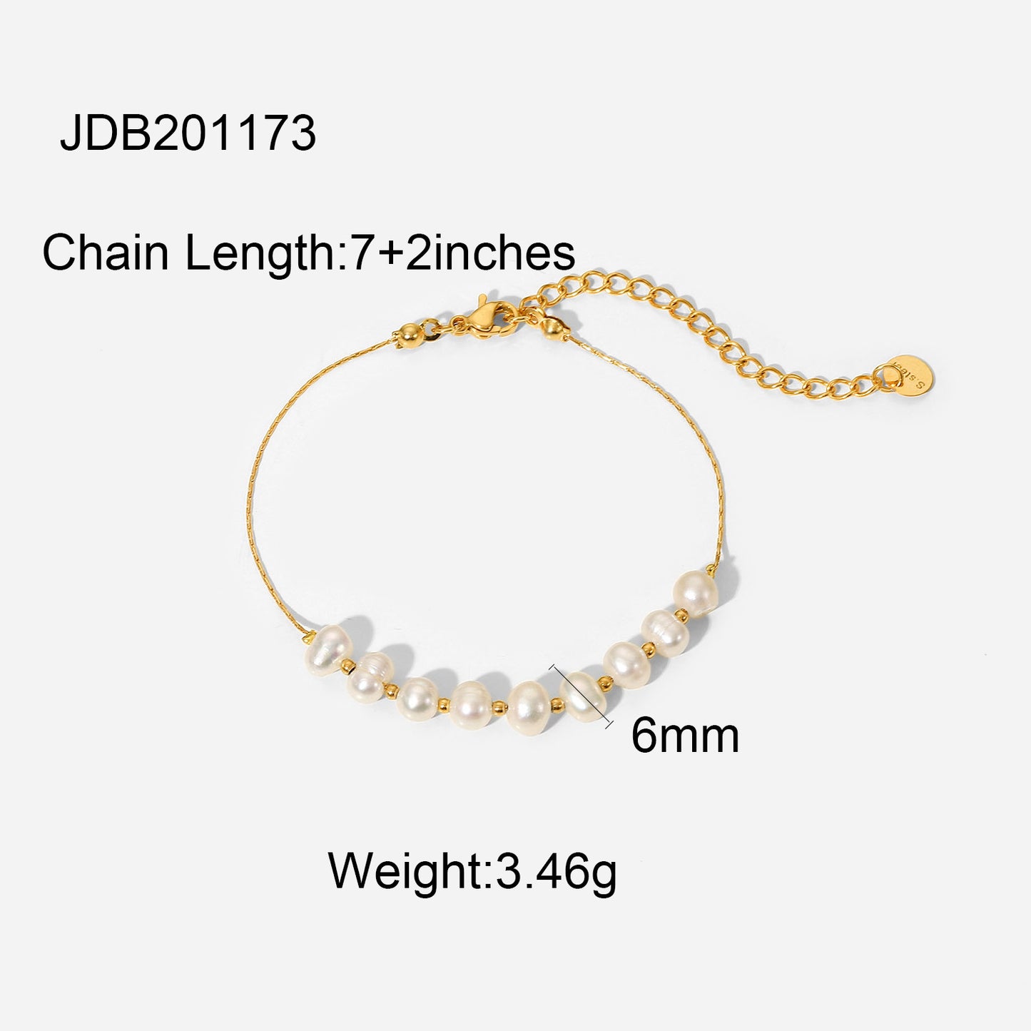 5pcs Natural Light Pearl Stainless Steel Bracelet Bracelet Jewelry Women's Pvd Electroplated 18K Gold Chain Bracelet