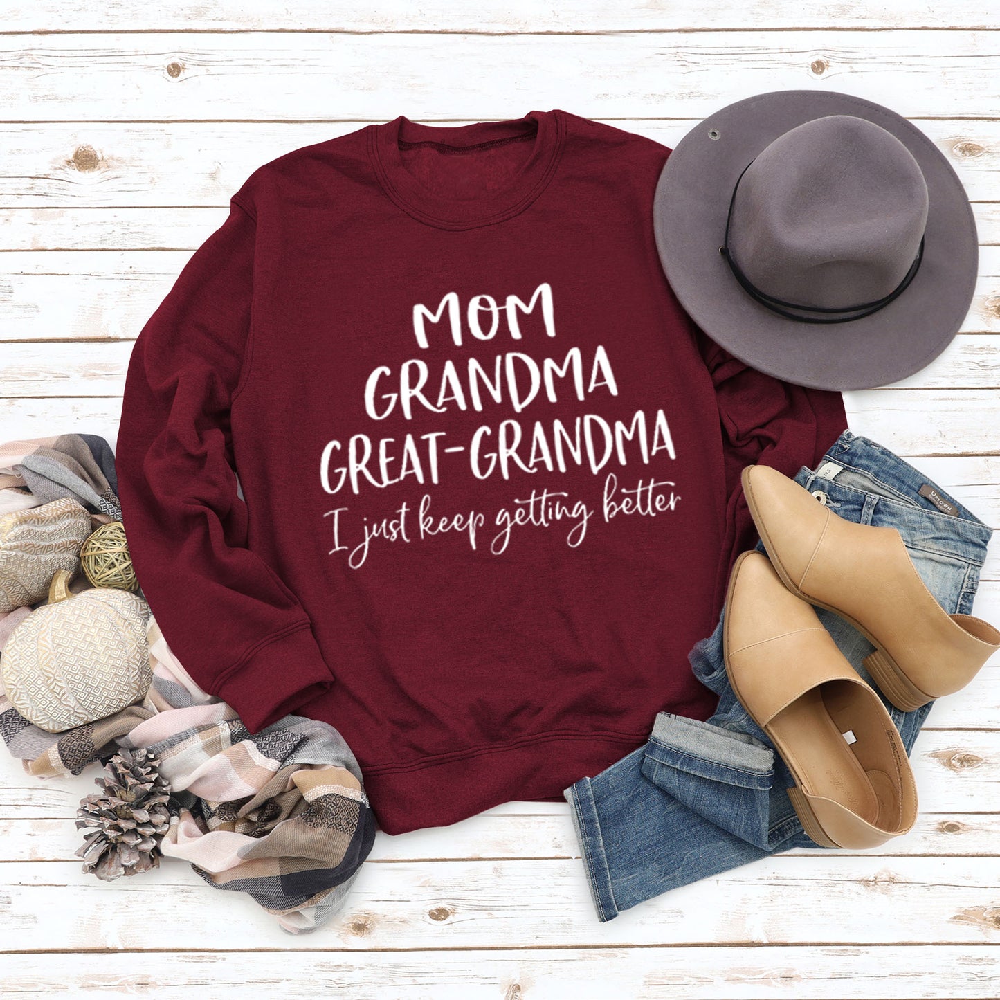 Fashion Base Long Sleeve T-Shirt Mom Grandma Great Letters Fall/Winter Plus Size Ebay Hoodie