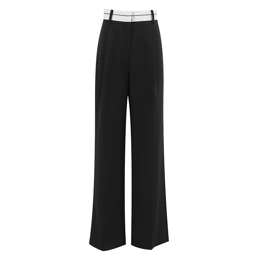 Autumn Fashion Matching Color Mid-Waist Pants Wide Foot Pants Sexy Light Luxury Loose Casual Pants For Women