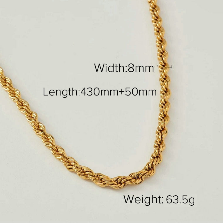 5pcs Thick Twist Miami Cuban Chain Necklace 18K Gold-Plated Pvd Stainless Steel Necklace Snake Rope Chain For Men Women Hip Hop Chain