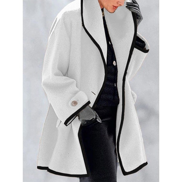 Autumn And Winter Woolen Women's Coat Woolen Contrast Coat