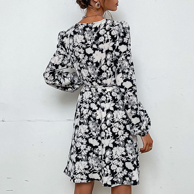 New Autumn Women's New Hot Long-Sleeved Floral Dress