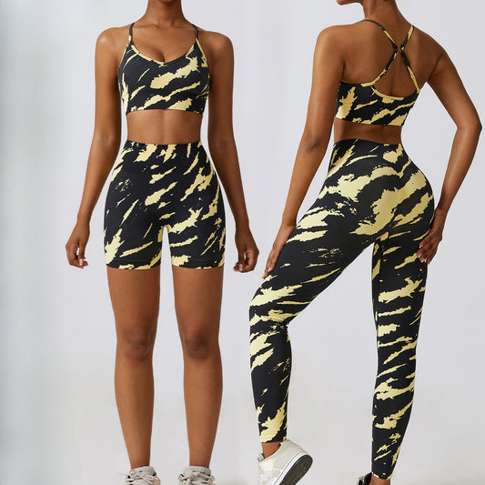 Camouflage Print Seamless Yoga Suit Quick Dry High Waist Running Fitness Tight Sports Suit