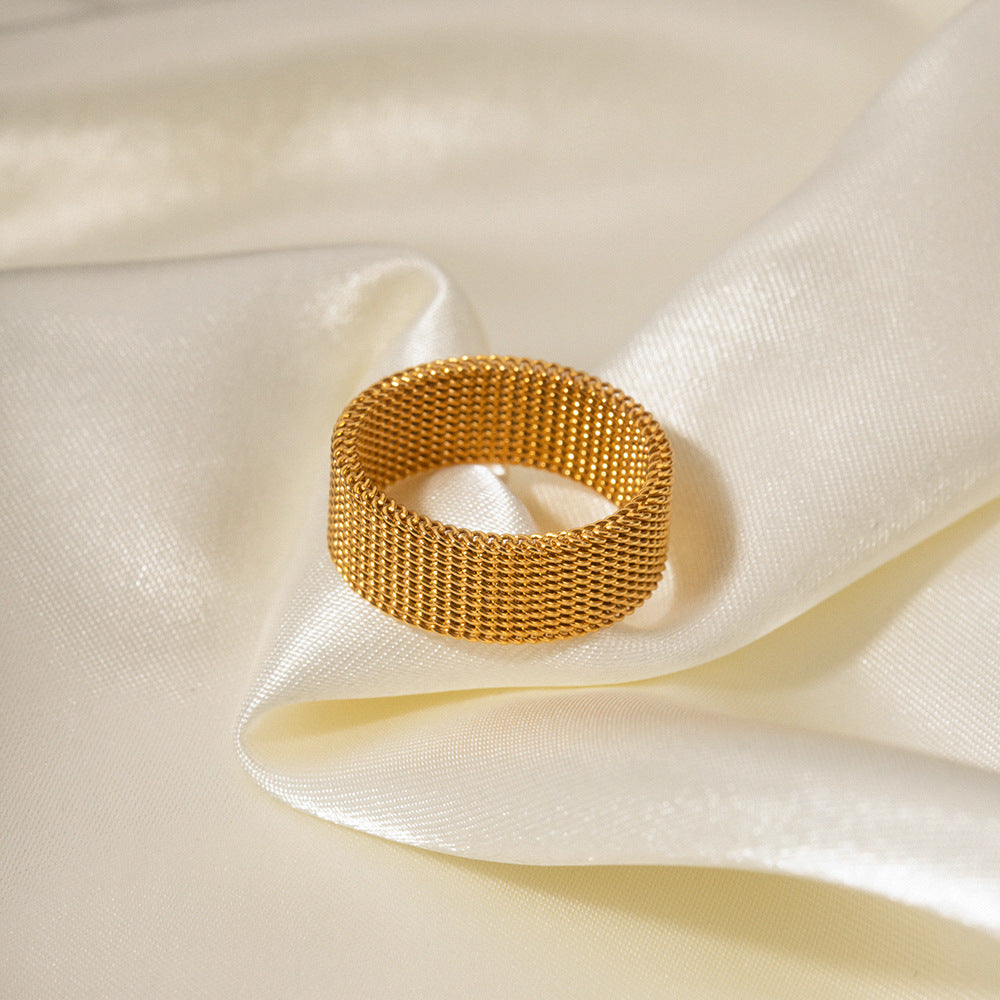 5pcs 16K Gold-Plated Stainless Steel Closed Ring Advanced Design Sense Does Not Fade Jewelry