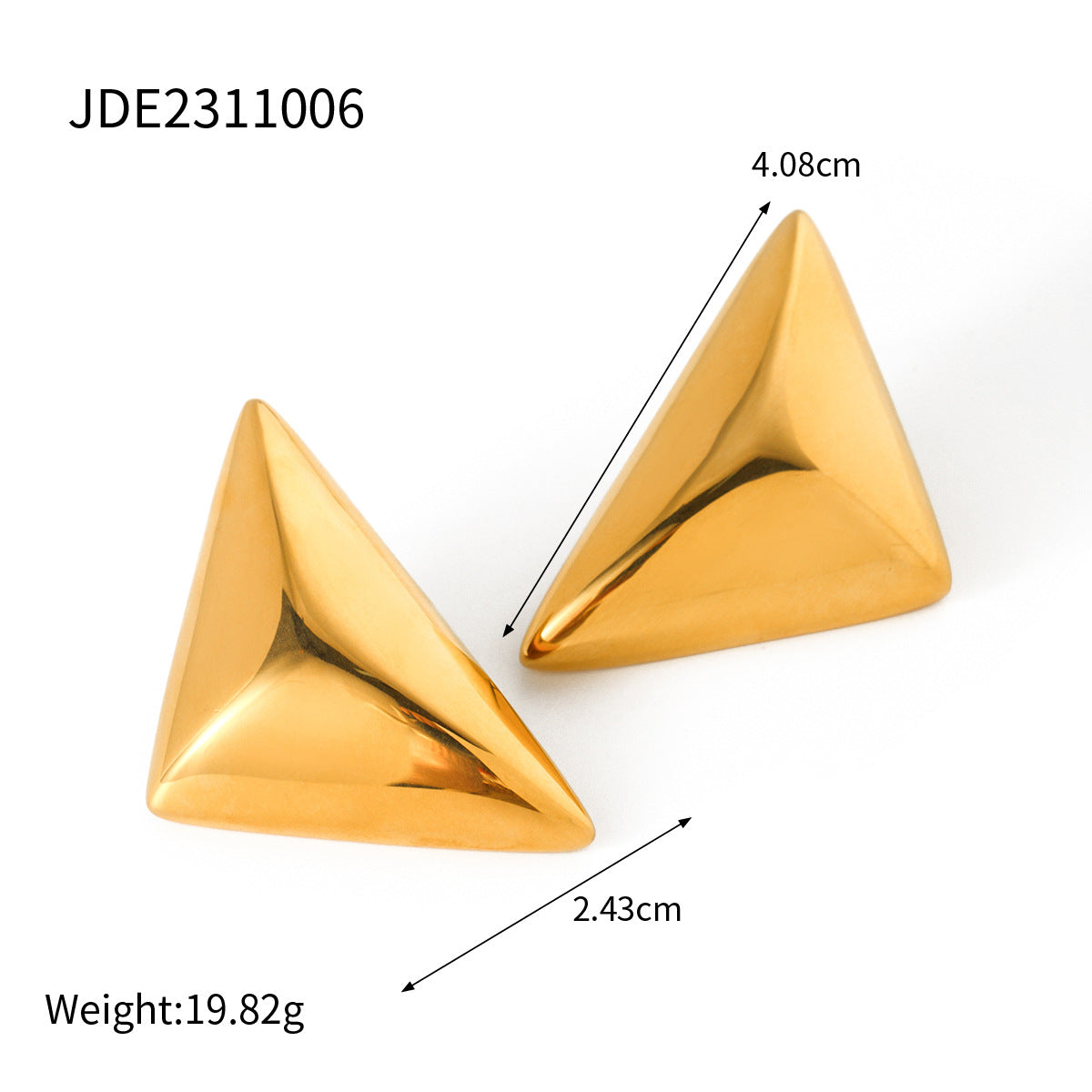 5pcs 18K Gold Stainless Steel Triangle Stud Earrings Year Of Stylish Design Earrings